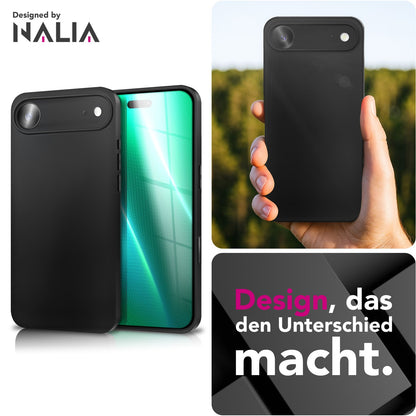 NALIA Matte Silikonhülle für iPhone 17 Air – Slim, Schwarz & Rutschfest – STRIDER (Soft Case, Kameraschutz & Stoßfest) – Marke aus Berlin