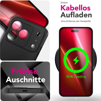 NALIA Matte Silikonhülle für iPhone 17 Pro – Slim, Schwarz & Rutschfest – STRIDER (Soft Case, Kameraschutz & Stoßfest) – Marke aus Berlin