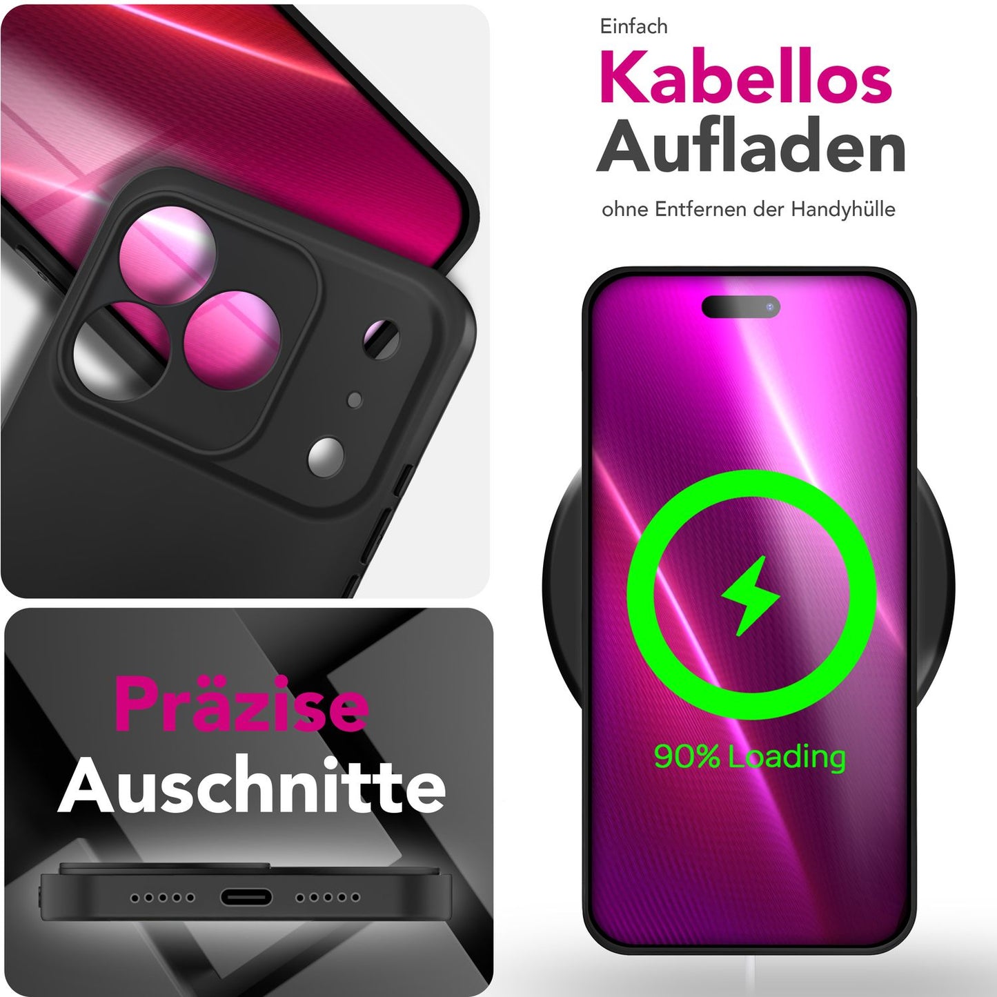 NALIA Matte Silikonhülle für iPhone 17 Pro Max – Slim, Schwarz & Rutschfest – STRIDER (Soft Case, Kameraschutz & Stoßfest) – Marke aus Berlin