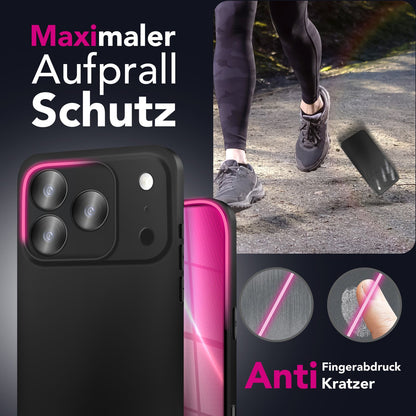NALIA Matte Silikonhülle für iPhone 17 Pro Max – Slim, Schwarz & Rutschfest – STRIDER (Soft Case, Kameraschutz & Stoßfest) – Marke aus Berlin