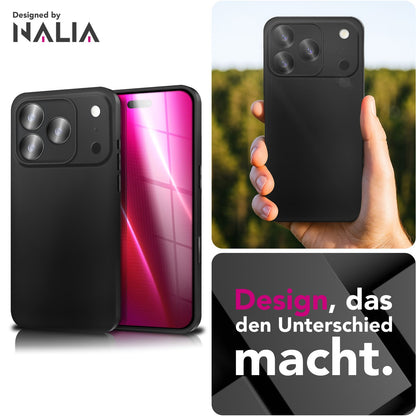 NALIA Matte Silikonhülle für iPhone 17 Pro Max – Slim, Schwarz & Rutschfest – STRIDER (Soft Case, Kameraschutz & Stoßfest) – Marke aus Berlin