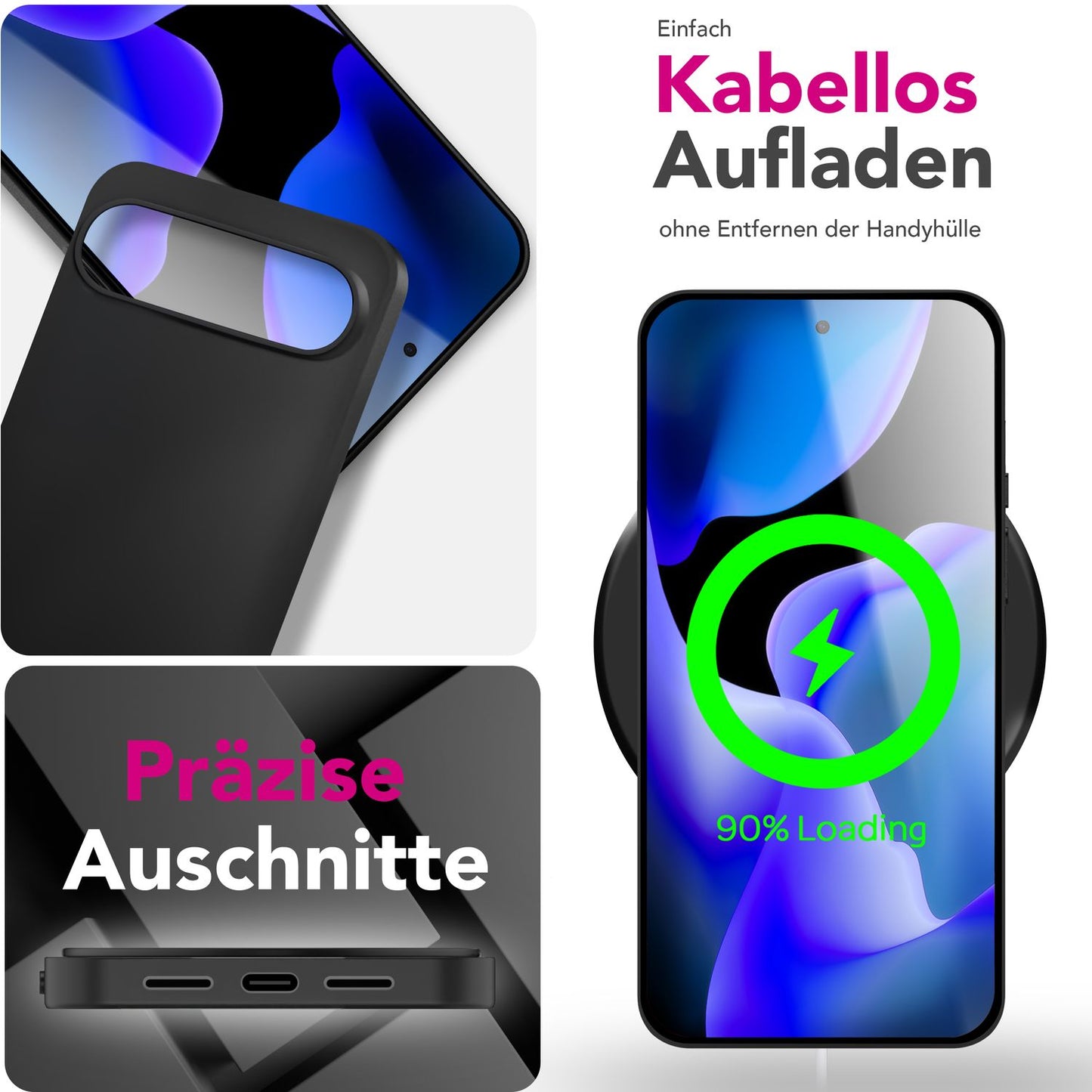 NALIA Matte Silikonhülle für Google Pixel 10 – Slim, Schwarz & Rutschfest – STRIDER (Soft Case, Kameraschutz & Stoßfest) – Marke aus Berlin