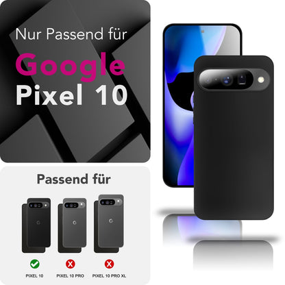 NALIA Matte Silikonhülle für Google Pixel 10 – Slim, Schwarz & Rutschfest – STRIDER (Soft Case, Kameraschutz & Stoßfest) – Marke aus Berlin