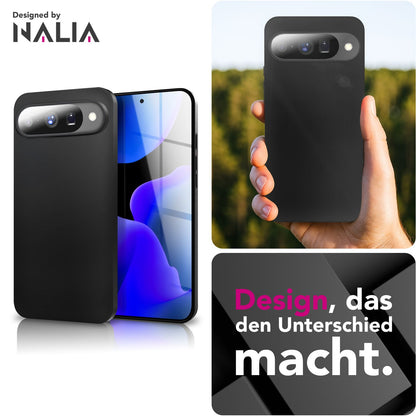 NALIA Matte Silikonhülle für Google Pixel 10 – Slim, Schwarz & Rutschfest – STRIDER (Soft Case, Kameraschutz & Stoßfest) – Marke aus Berlin