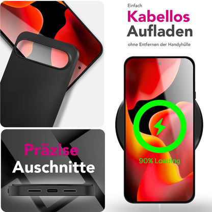 NALIA Matte Silikonhülle für Google Pixel 10 Pro – Slim, Schwarz & Rutschfest – STRIDER (Soft Case, Kameraschutz & Stoßfest) – Marke aus Berlin