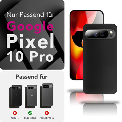 NALIA Matte Silikonhülle für Google Pixel 10 Pro – Slim, Schwarz & Rutschfest – STRIDER (Soft Case, Kameraschutz & Stoßfest) – Marke aus Berlin