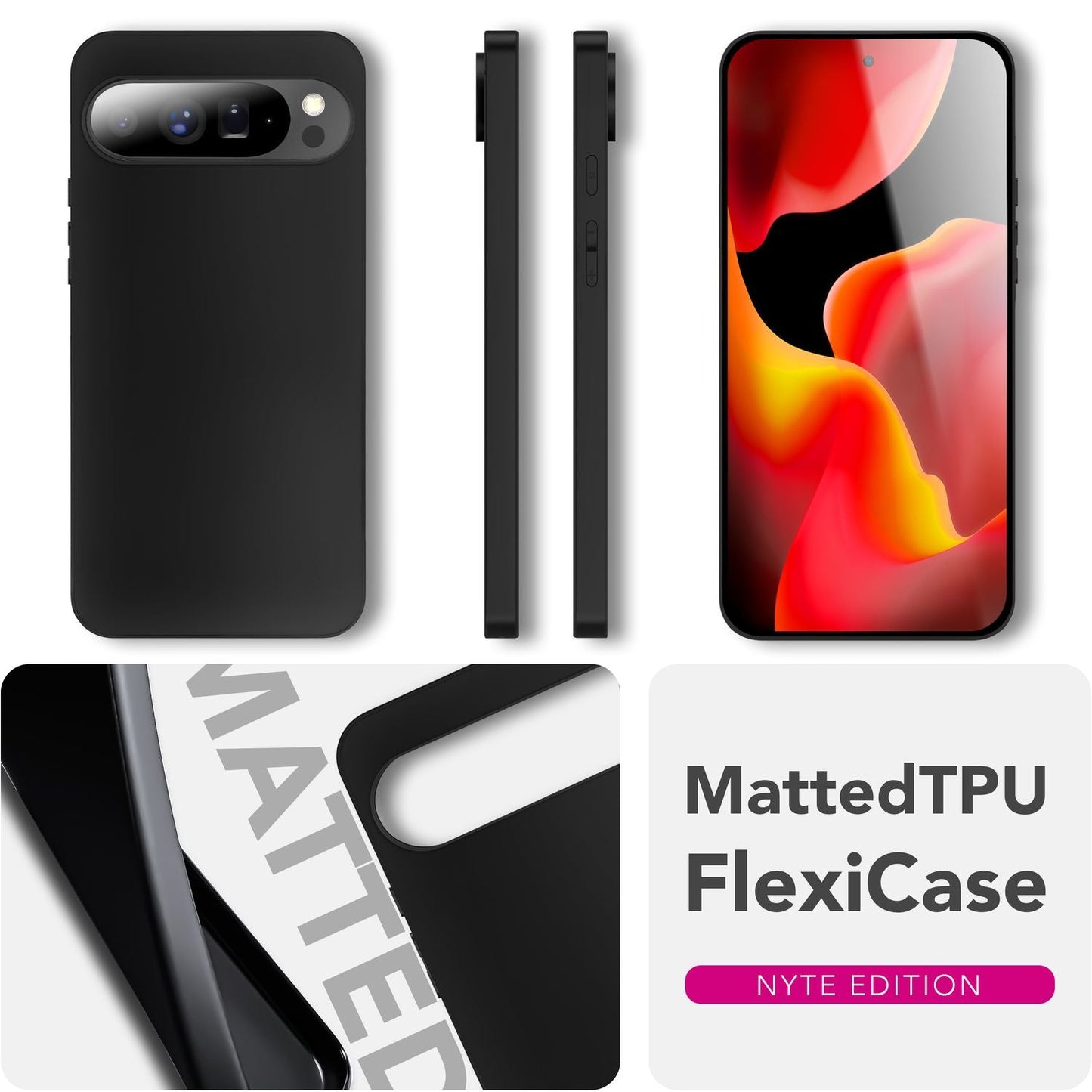 NALIA Matte Silikonhülle für Google Pixel 10 Pro – Slim, Schwarz & Rutschfest – STRIDER (Soft Case, Kameraschutz & Stoßfest) – Marke aus Berlin