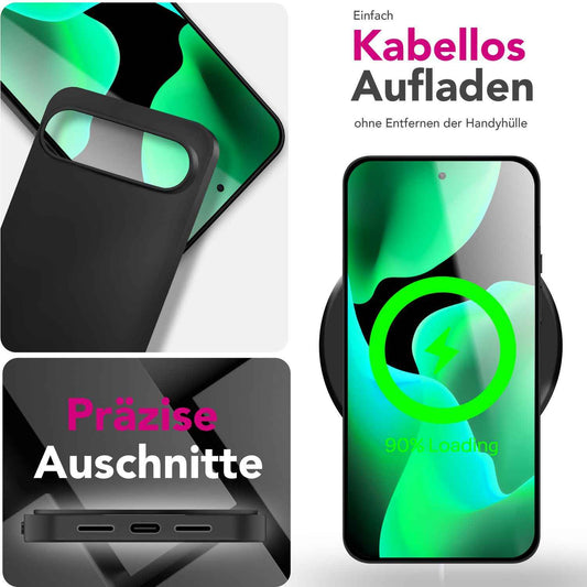 NALIA Matte Silikonhülle für Google Pixel 10 Pro XL – Slim, Schwarz & Rutschfest – STRIDER (Soft Case, Kameraschutz & Stoßfest) – Marke aus Berlin