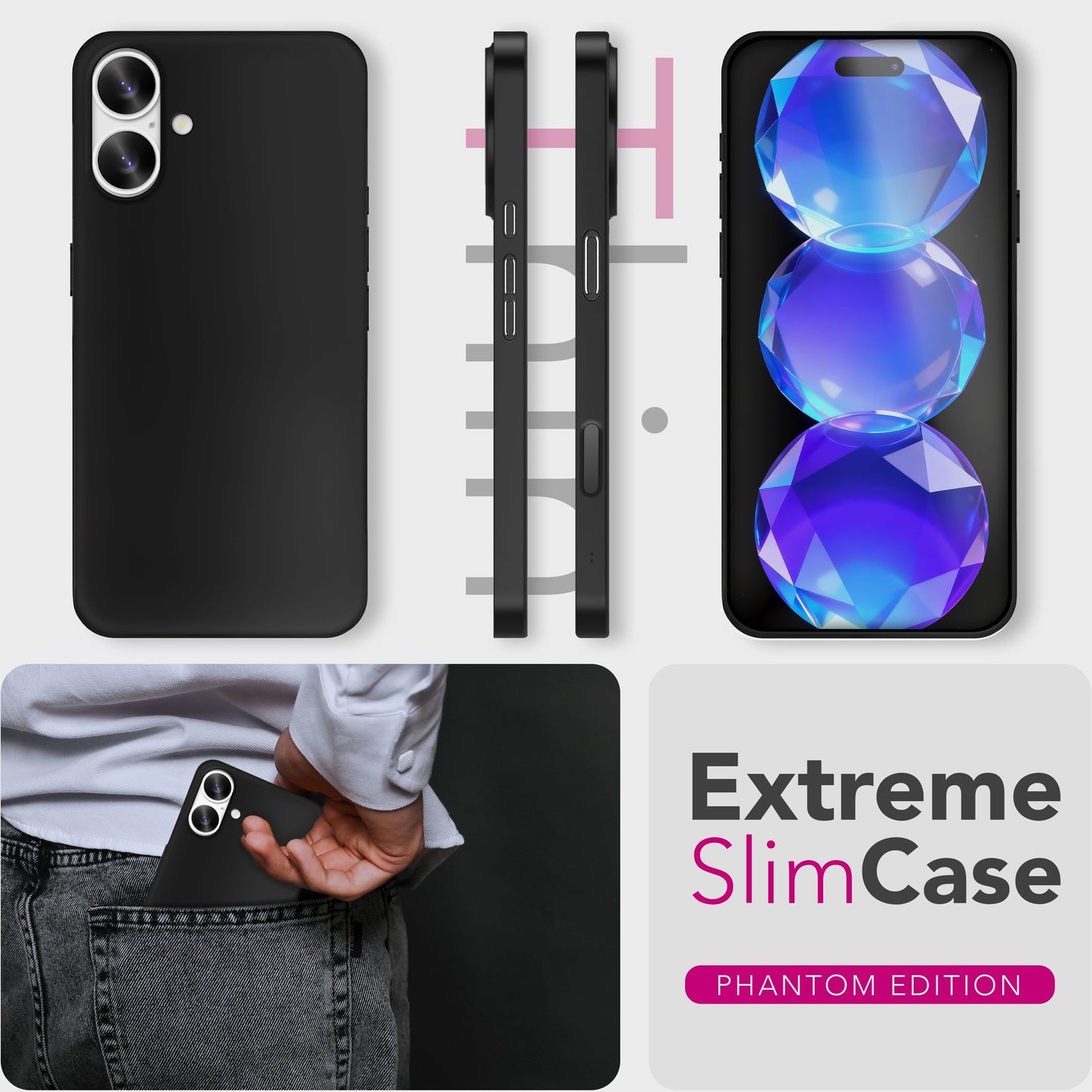 NALIA Ultra Slim Hardcase für iPhone 17 – Matt & 0.3mm Dünn – PHANTOM (Dünnes Cover & Kamera-Vollschutz) – Marke aus Berlin