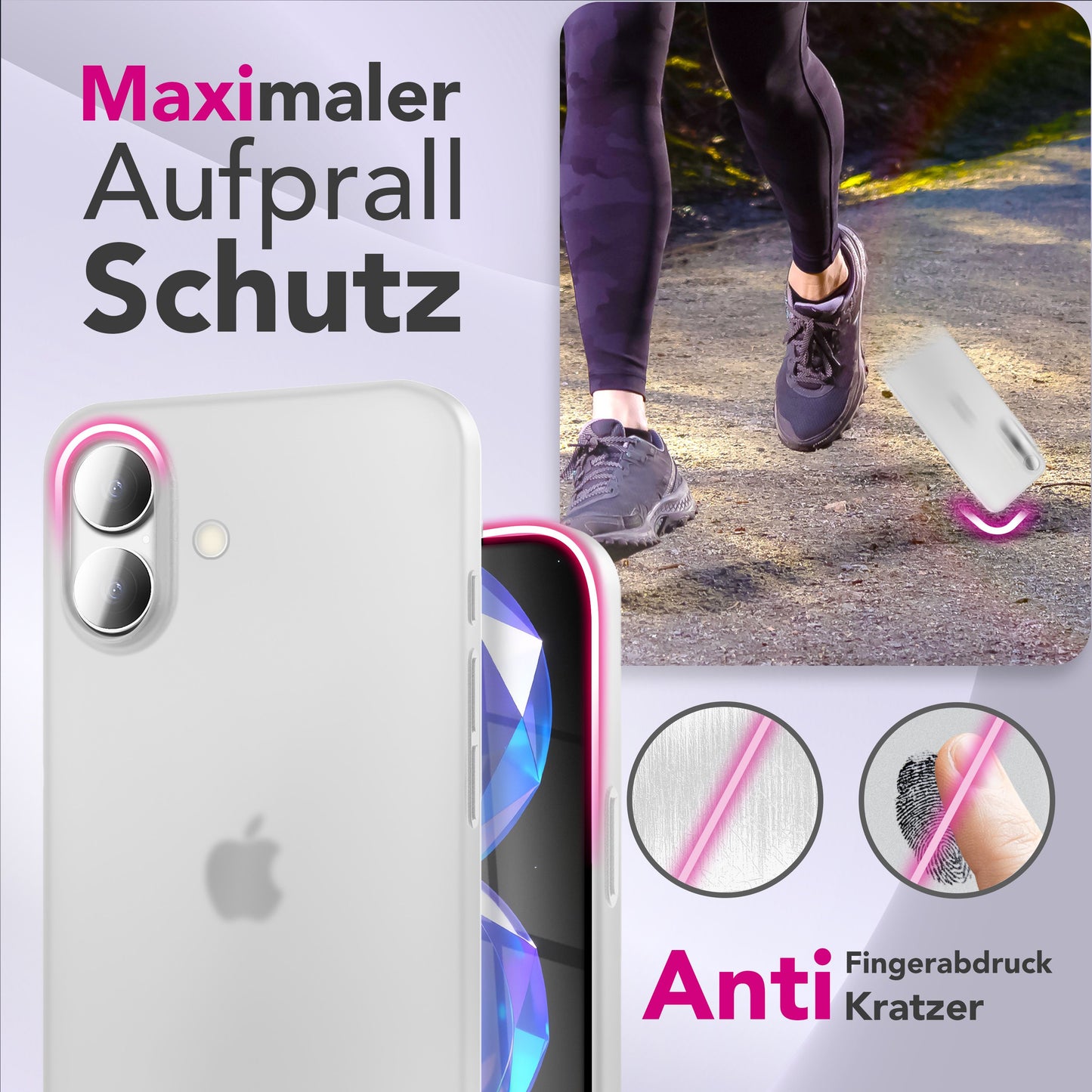 NALIA Ultra Slim Hardcase für iPhone 17 – Matt & 0.3mm Dünn – PHANTOM (Dünnes Cover & Kamera-Vollschutz) – Marke aus Berlin