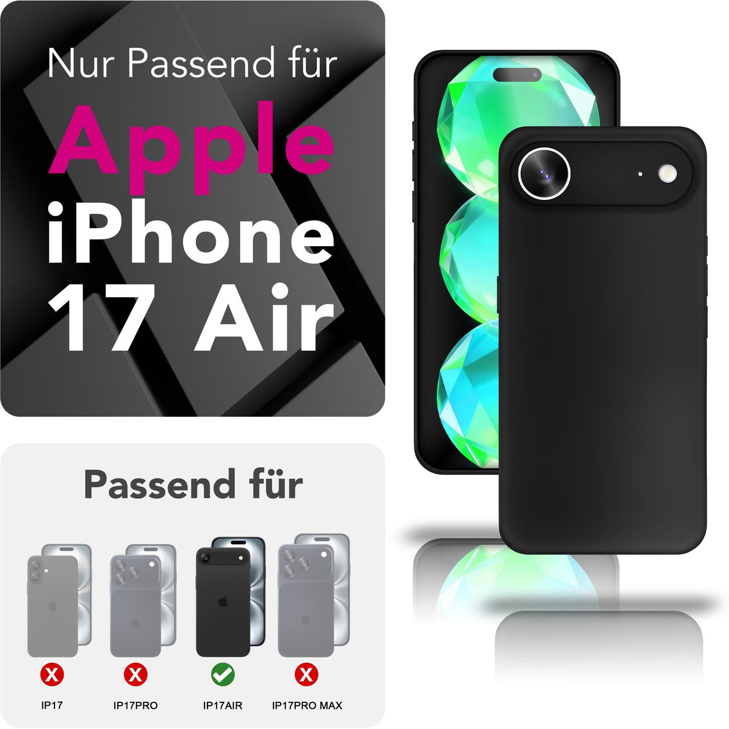 NALIA Ultra Slim Hardcase für iPhone 17 Air – Matt & 0.3mm Dünn – PHANTOM (Dünnes Cover & Kamera-Vollschutz) – Marke aus Berlin