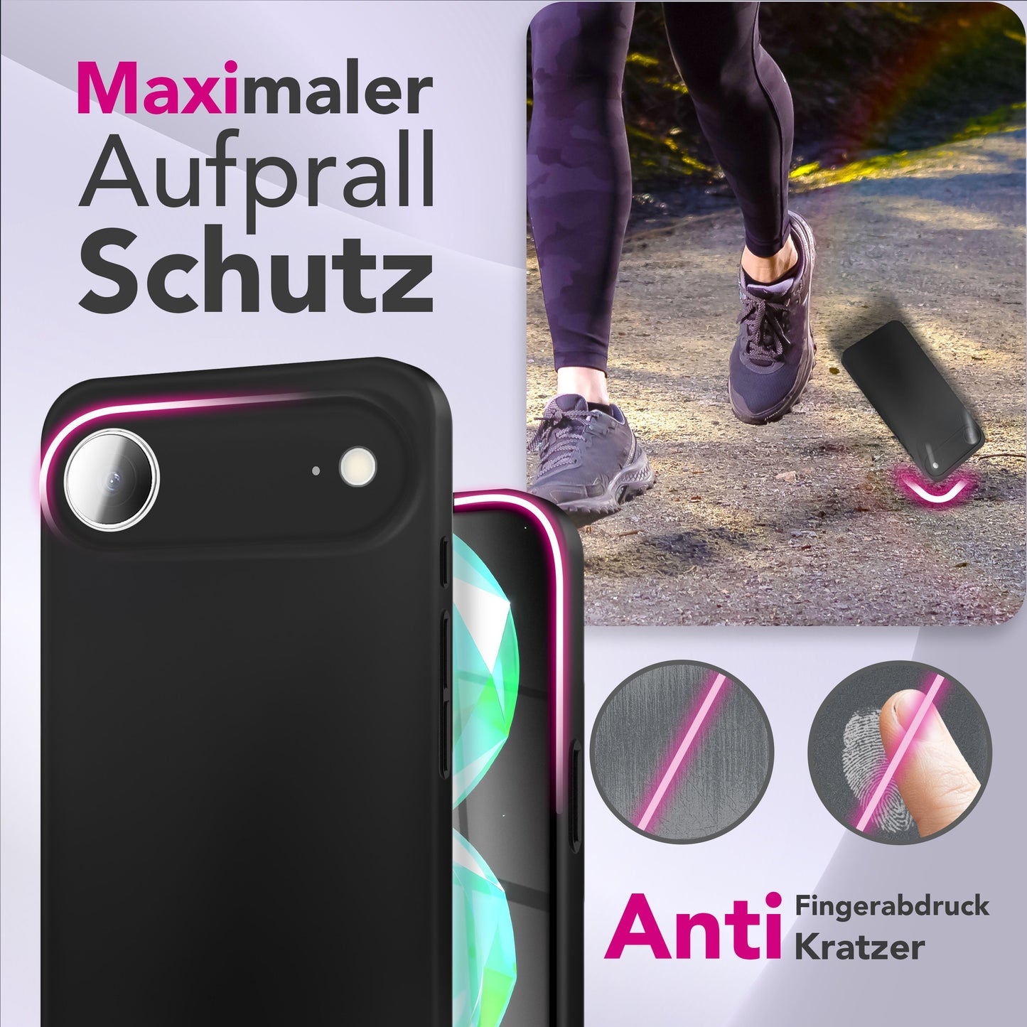 NALIA Ultra Slim Hardcase für iPhone 17 Air – Matt & 0.3mm Dünn – PHANTOM (Dünnes Cover & Kamera-Vollschutz) – Marke aus Berlin
