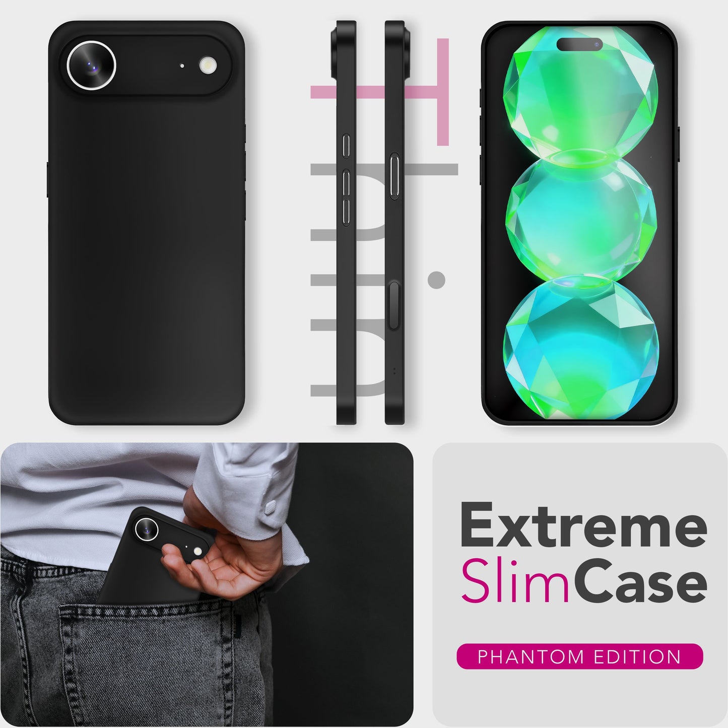NALIA Ultra Slim Hardcase für iPhone 17 Air – Matt & 0.3mm Dünn – PHANTOM (Dünnes Cover & Kamera-Vollschutz) – Marke aus Berlin