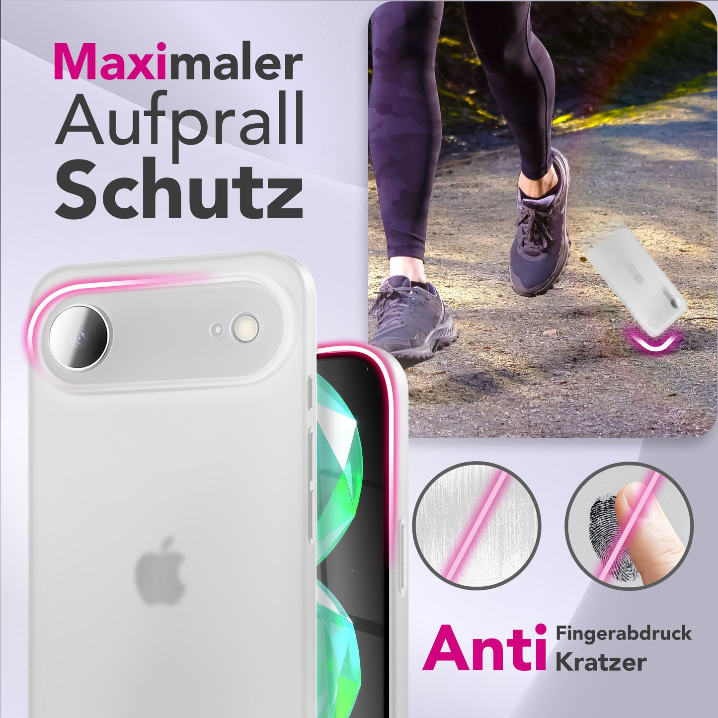 NALIA Ultra Slim Hardcase für iPhone 17 Air – Matt & 0.3mm Dünn – PHANTOM (Dünnes Cover & Kamera-Vollschutz) – Marke aus Berlin