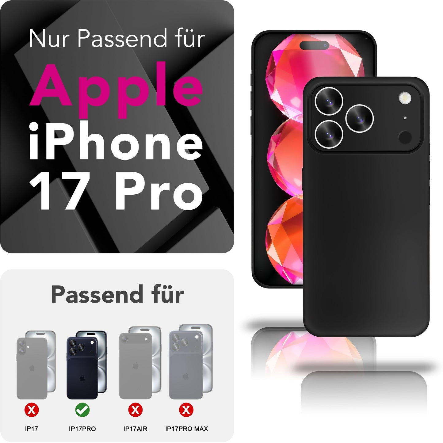 NALIA Ultra Slim Hardcase für iPhone 17 Pro – Matt & 0.3mm Dünn – PHANTOM (Dünnes Cover & Kamera-Vollschutz) – Marke aus Berlin