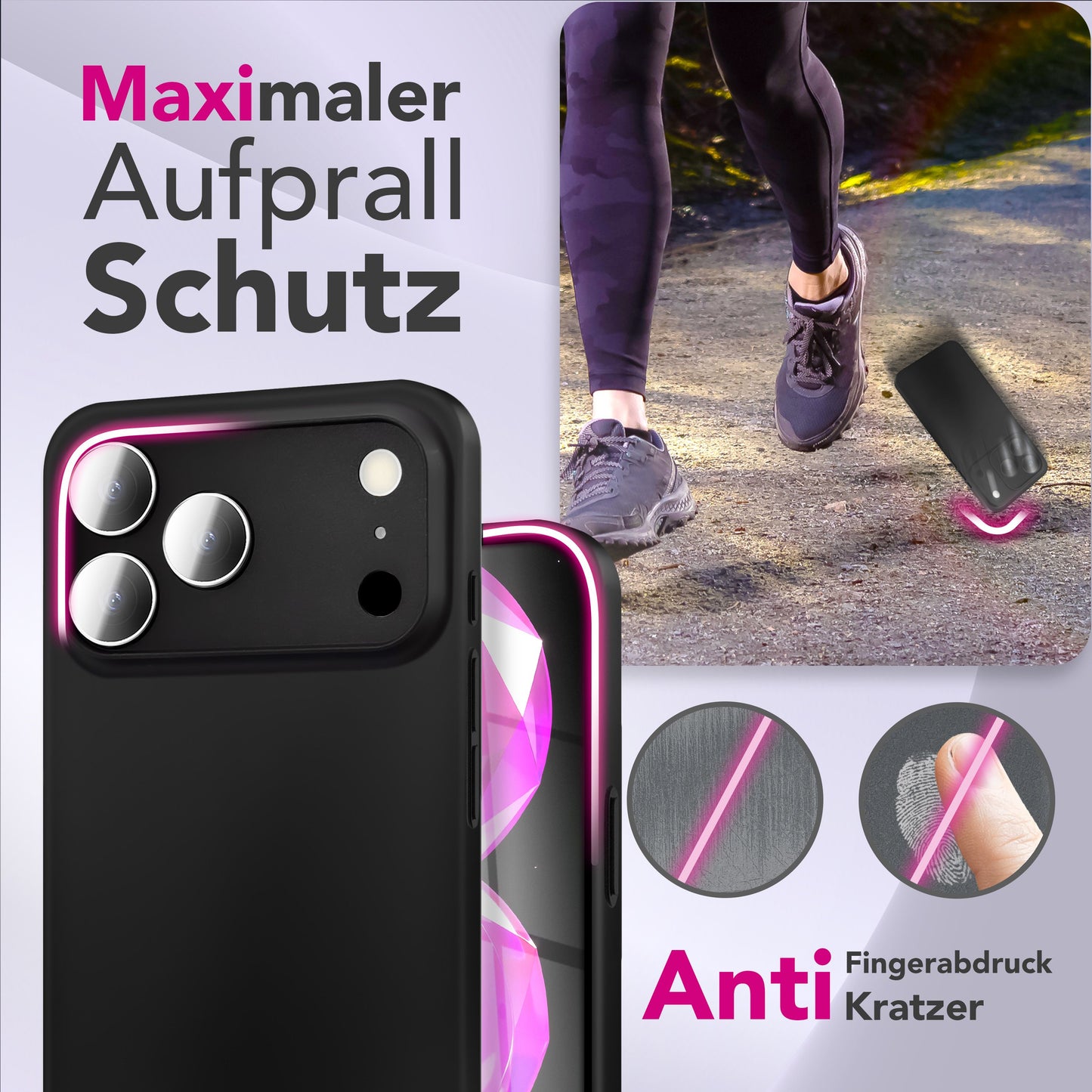 NALIA Ultra Slim Hardcase für iPhone 17 Pro Max – Matt & 0.3mm Dünn – PHANTOM (Dünnes Cover & Kamera-Vollschutz) – Marke aus Berlin