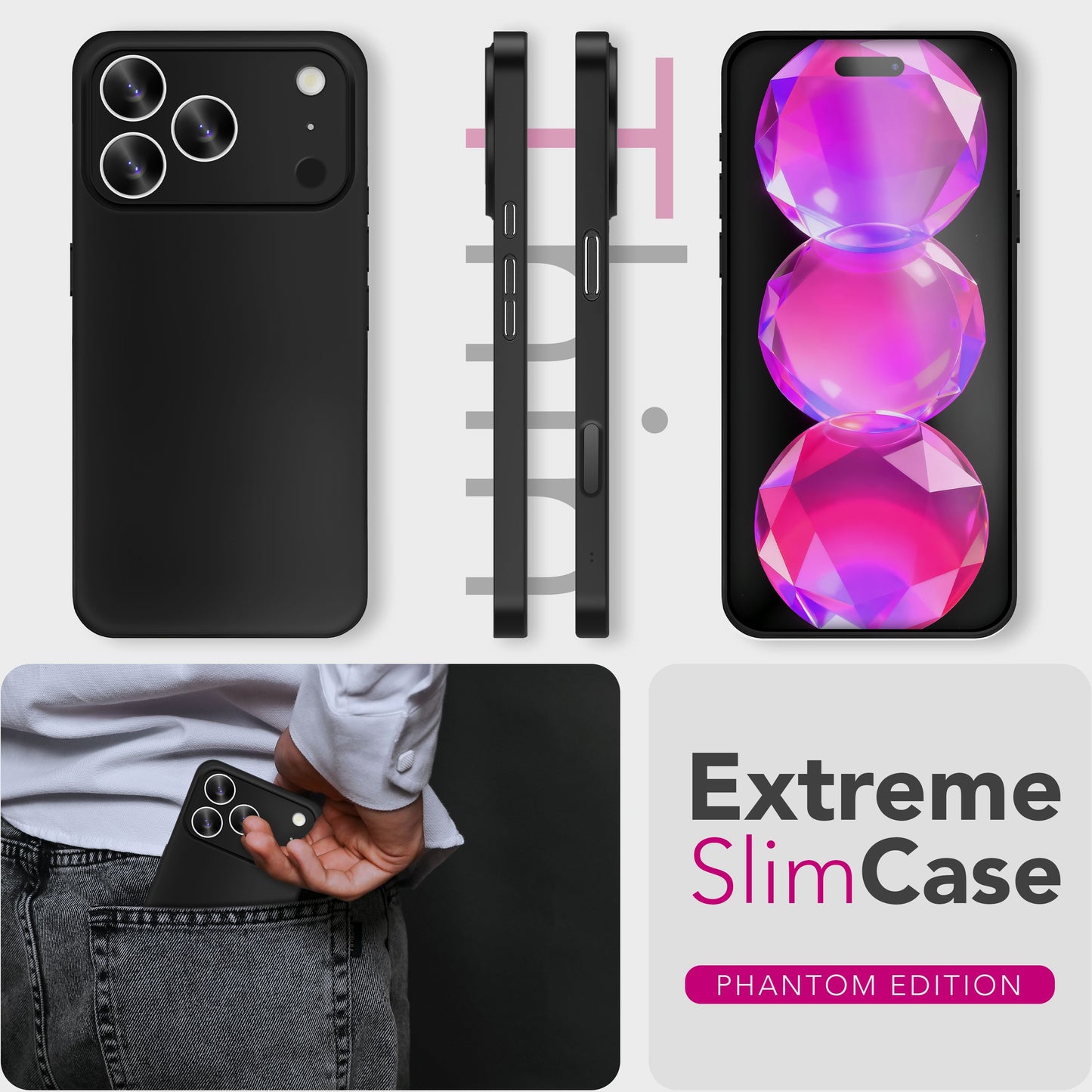 NALIA Ultra Slim Hardcase für iPhone 17 Pro Max – Matt & 0.3mm Dünn – PHANTOM (Dünnes Cover & Kamera-Vollschutz) – Marke aus Berlin