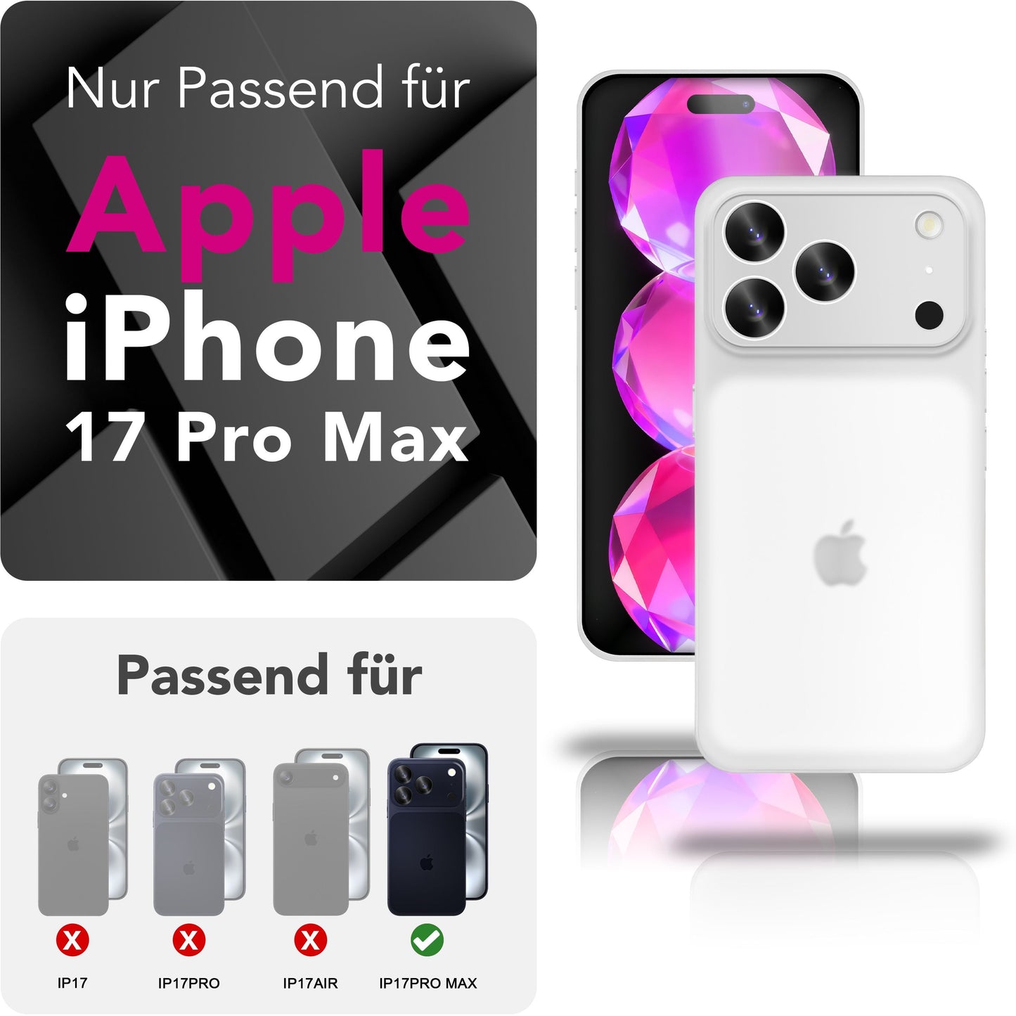 NALIA Ultra Slim Hardcase für iPhone 17 Pro Max – Matt & 0.3mm Dünn – PHANTOM (Dünnes Cover & Kamera-Vollschutz) – Marke aus Berlin
