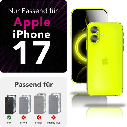 NALIA Neon Silikonhülle für iPhone 17 – Knallige Signal-Farbe & Linsenschutz – VIBE (Transparentes Case) – Marke aus Berlin