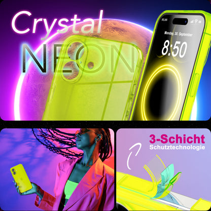 NALIA Neon Silikonhülle für iPhone 17 – Knallige Signal-Farbe & Linsenschutz – VIBE (Transparentes Case) – Marke aus Berlin