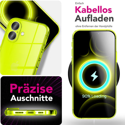 NALIA Neon Silikonhülle für iPhone 17 – Knallige Signal-Farbe & Linsenschutz – VIBE (Transparentes Case) – Marke aus Berlin