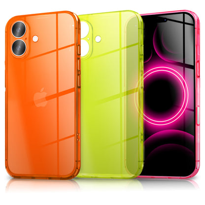 NALIA Neon Silikonhülle für iPhone 17 – Knallige Signal-Farbe & Linsenschutz – VIBE (Transparentes Case) – Marke aus Berlin