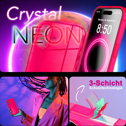 NALIA Neon Silikonhülle für iPhone 17 – Knallige Signal-Farbe & Linsenschutz – VIBE (Transparentes Case) – Marke aus Berlin