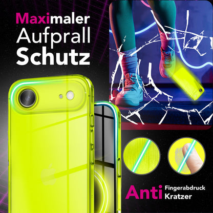 NALIA Neon Silikonhülle für iPhone 17 Air – Knallige Signal-Farbe & Linsenschutz – VIBE (Transparentes Case) – Marke aus Berlin