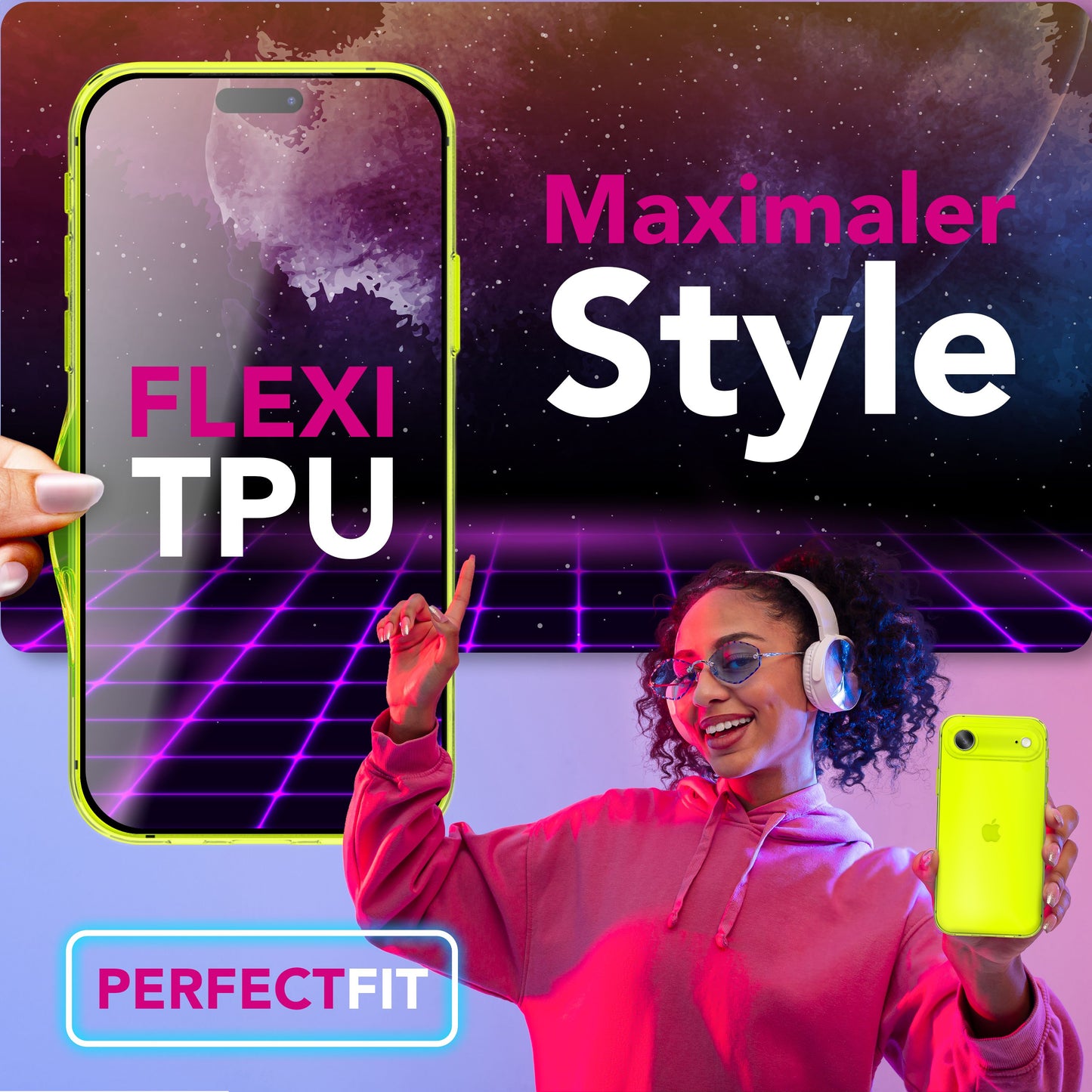 NALIA Neon Silikonhülle für iPhone 17 Air – Knallige Signal-Farbe & Linsenschutz – VIBE (Transparentes Case) – Marke aus Berlin