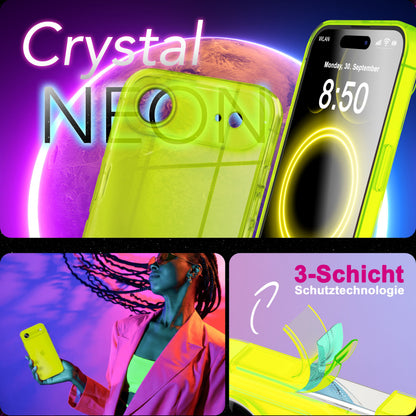 NALIA Neon Silikonhülle für iPhone 17 Air – Knallige Signal-Farbe & Linsenschutz – VIBE (Transparentes Case) – Marke aus Berlin