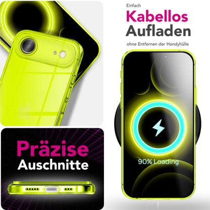 NALIA Neon Silikonhülle für iPhone 17 Air – Knallige Signal-Farbe & Linsenschutz – VIBE (Transparentes Case) – Marke aus Berlin