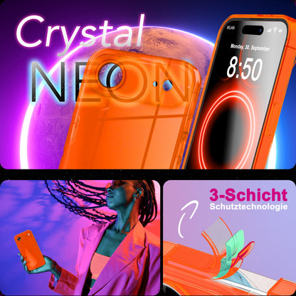 NALIA Neon Silikonhülle für iPhone 17 Air – Knallige Signal-Farbe & Linsenschutz – VIBE (Transparentes Case) – Marke aus Berlin