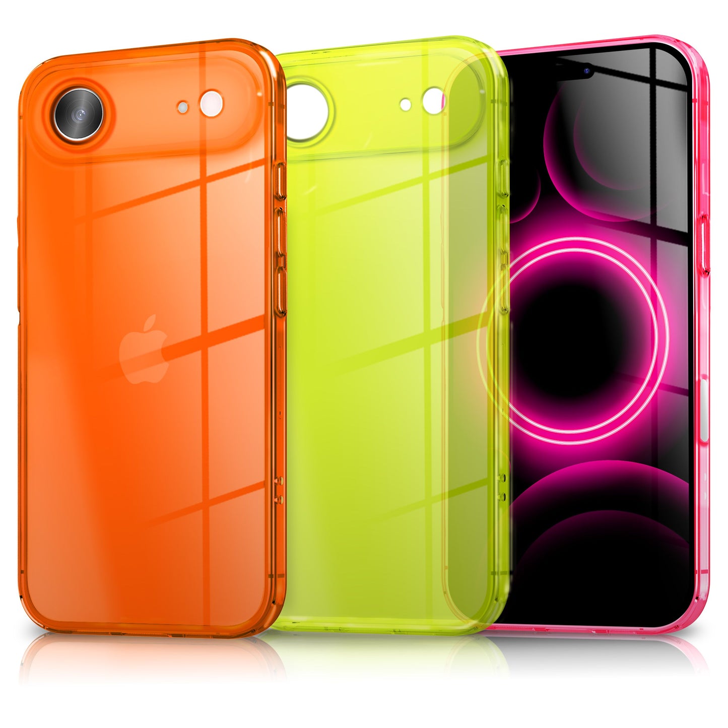 NALIA Neon Silikonhülle für iPhone 17 Air – Knallige Signal-Farbe & Linsenschutz – VIBE (Transparentes Case) – Marke aus Berlin
