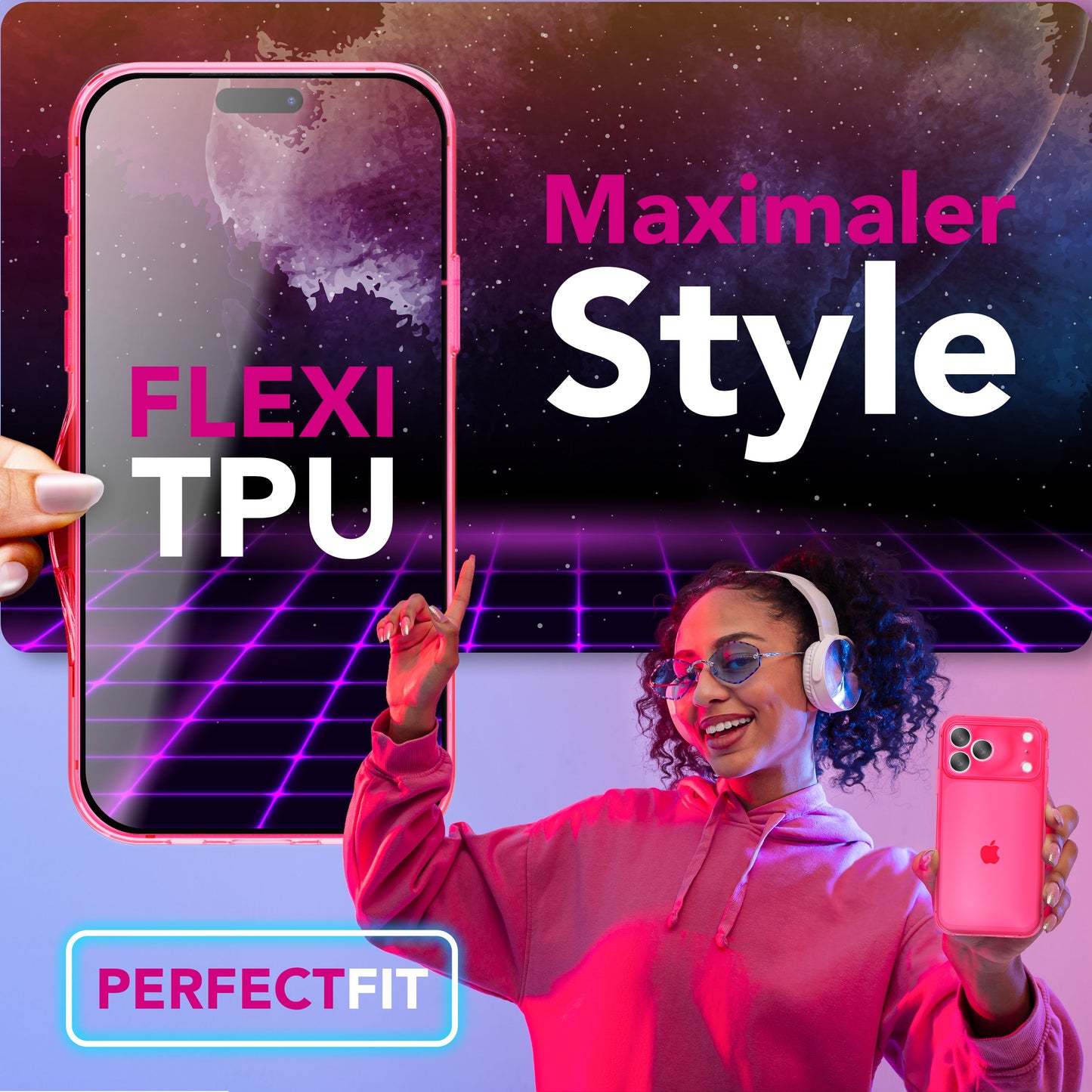 NALIA Neon Silikonhülle für iPhone 17 Pro – Knallige Signal-Farbe & Linsenschutz – VIBE (Transparentes Case) – Marke aus Berlin