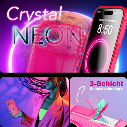 NALIA Neon Silikonhülle für iPhone 17 Pro – Knallige Signal-Farbe & Linsenschutz – VIBE (Transparentes Case) – Marke aus Berlin