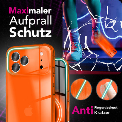 NALIA Neon Silikonhülle für iPhone 17 Pro – Knallige Signal-Farbe & Linsenschutz – VIBE (Transparentes Case) – Marke aus Berlin