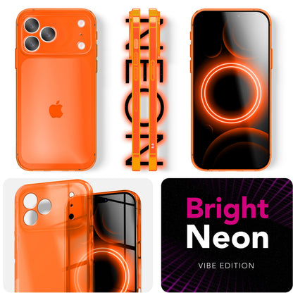 NALIA Neon Silikonhülle für iPhone 17 Pro – Knallige Signal-Farbe & Linsenschutz – VIBE (Transparentes Case) – Marke aus Berlin