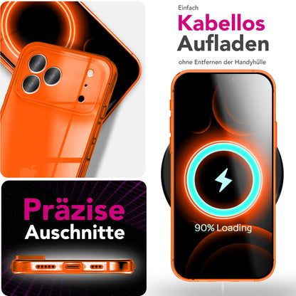 NALIA Neon Silikonhülle für iPhone 17 Pro Max – Knallige Signal-Farbe & Linsenschutz – VIBE (Transparentes Case) – Marke aus Berlin