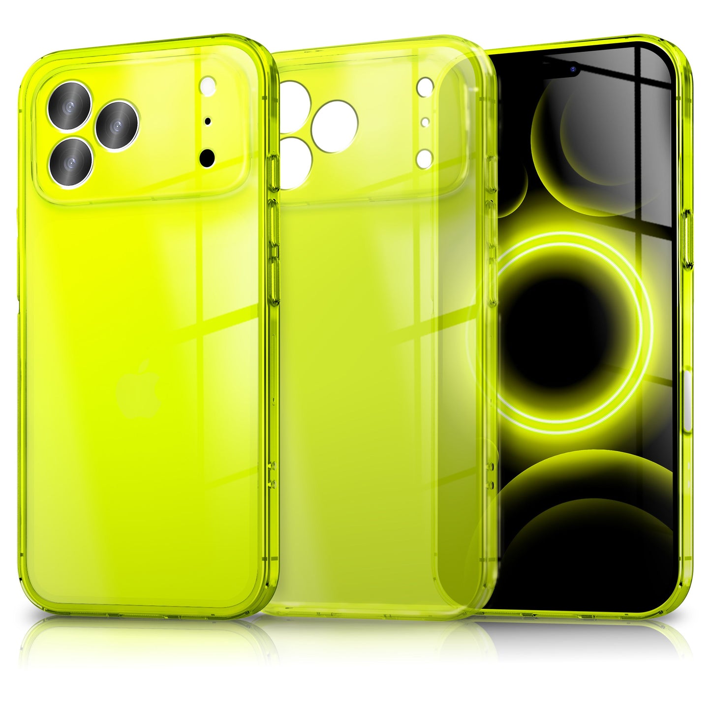 NALIA Neon Silikonhülle für iPhone 17 Pro Max – Knallige Signal-Farbe & Linsenschutz – VIBE (Transparentes Case) – Marke aus Berlin