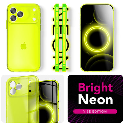 NALIA Neon Silikonhülle für iPhone 17 Pro Max – Knallige Signal-Farbe & Linsenschutz – VIBE (Transparentes Case) – Marke aus Berlin