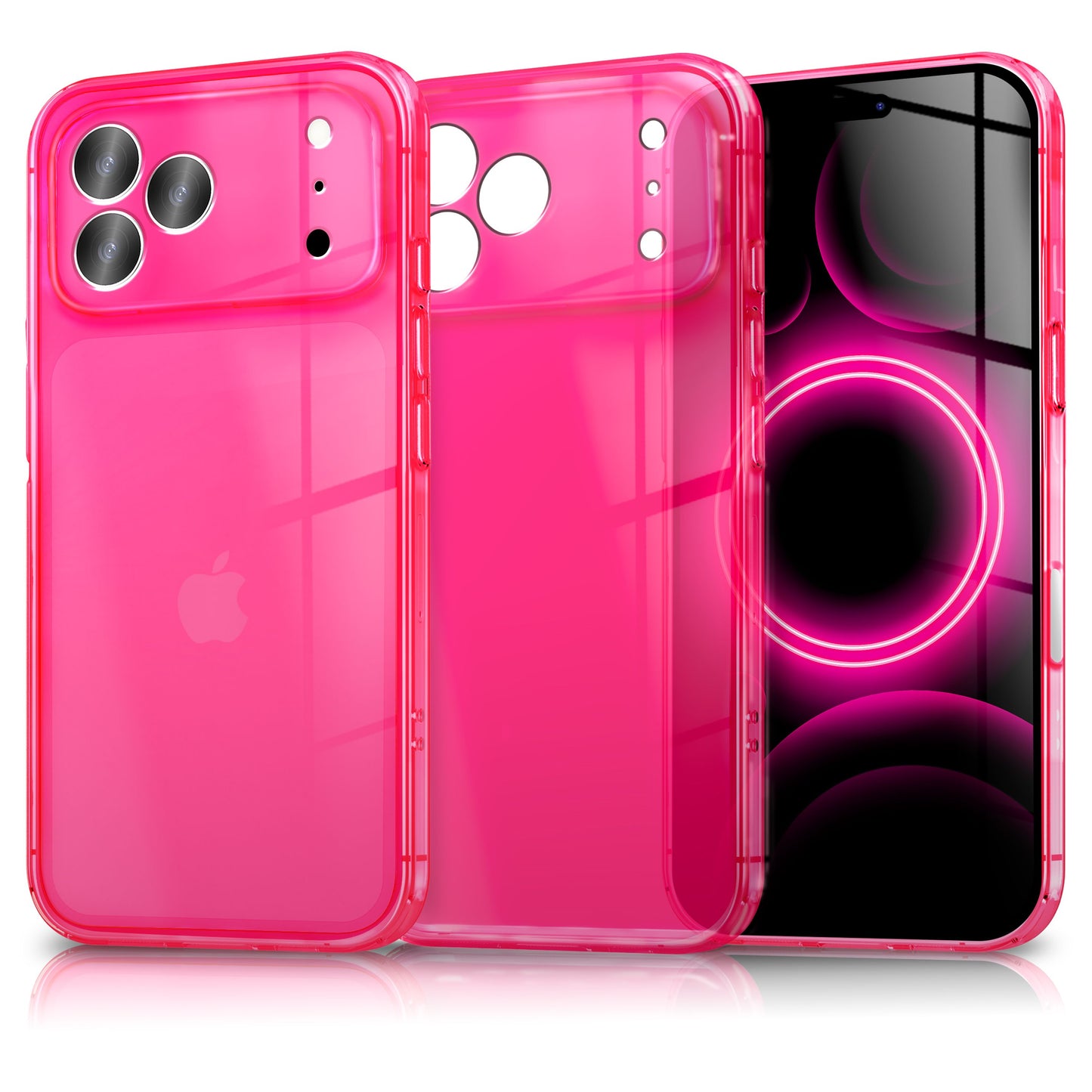 NALIA Neon Silikonhülle für iPhone 17 Pro Max – Knallige Signal-Farbe & Linsenschutz – VIBE (Transparentes Case) – Marke aus Berlin
