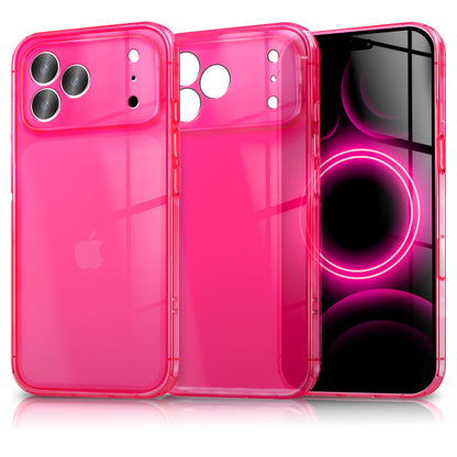 NALIA Neon Silikonhülle für iPhone 17 Pro Max – Knallige Signal-Farbe & Linsenschutz – VIBE (Transparentes Case) – Marke aus Berlin