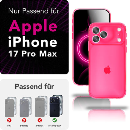 NALIA Neon Silikonhülle für iPhone 17 Pro Max – Knallige Signal-Farbe & Linsenschutz – VIBE (Transparentes Case) – Marke aus Berlin
