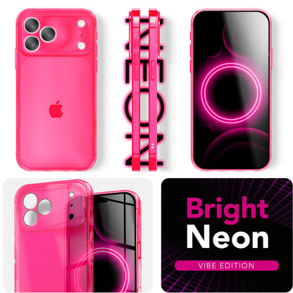 NALIA Neon Silikonhülle für iPhone 17 Pro Max – Knallige Signal-Farbe & Linsenschutz – VIBE (Transparentes Case) – Marke aus Berlin