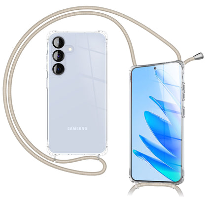 NALIA Handykette für Samsung Galaxy S25 FE – Transparentes Hybrid-Case & Band – HANGIT PRO (Anti-Gelb Rückseite & Verstellbar) – Marke aus Berlin
