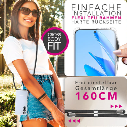 NALIA Handykette für Samsung Galaxy S25 FE – Transparentes Hybrid-Case & Band – HANGIT PRO (Anti-Gelb Rückseite & Verstellbar) – Marke aus Berlin