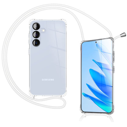 NALIA Handykette für Samsung Galaxy S25 FE – Transparentes Hybrid-Case & Band – HANGIT PRO (Anti-Gelb Rückseite & Verstellbar) – Marke aus Berlin