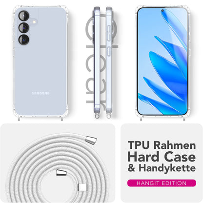 NALIA Handykette für Samsung Galaxy S25 FE – Transparentes Hybrid-Case & Band – HANGIT PRO (Anti-Gelb Rückseite & Verstellbar) – Marke aus Berlin