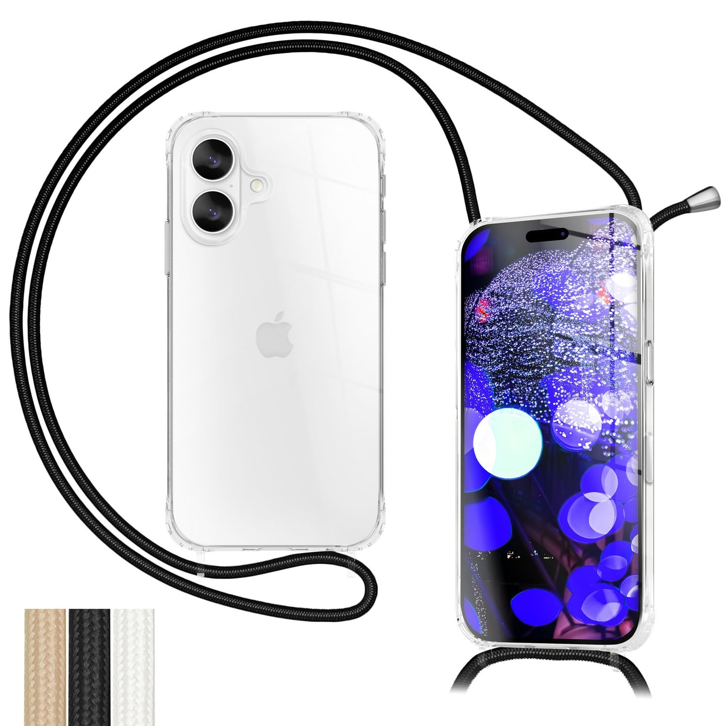 NALIA Handykette für iPhone 17 – Transparentes Hybrid-Case & Band – HANGIT PRO (Anti-Gelb Rückseite & Verstellbar) – Marke aus Berlin
