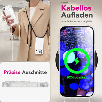NALIA Handykette für iPhone 17 – Transparentes Hybrid-Case & Band – HANGIT PRO (Anti-Gelb Rückseite & Verstellbar) – Marke aus Berlin